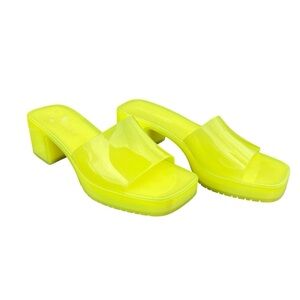 Steve Madden Harlin Chunky Block Heel Jelly Sandal Platform Y2K Neon Size 7